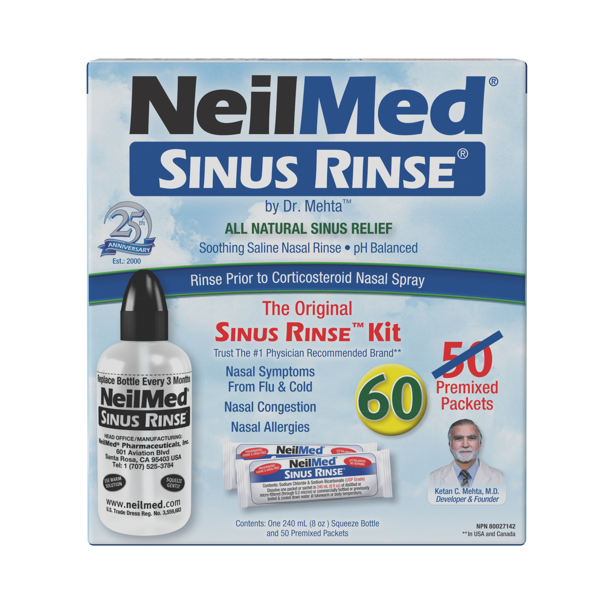 Sinus Rinse Kit with 60 Packets