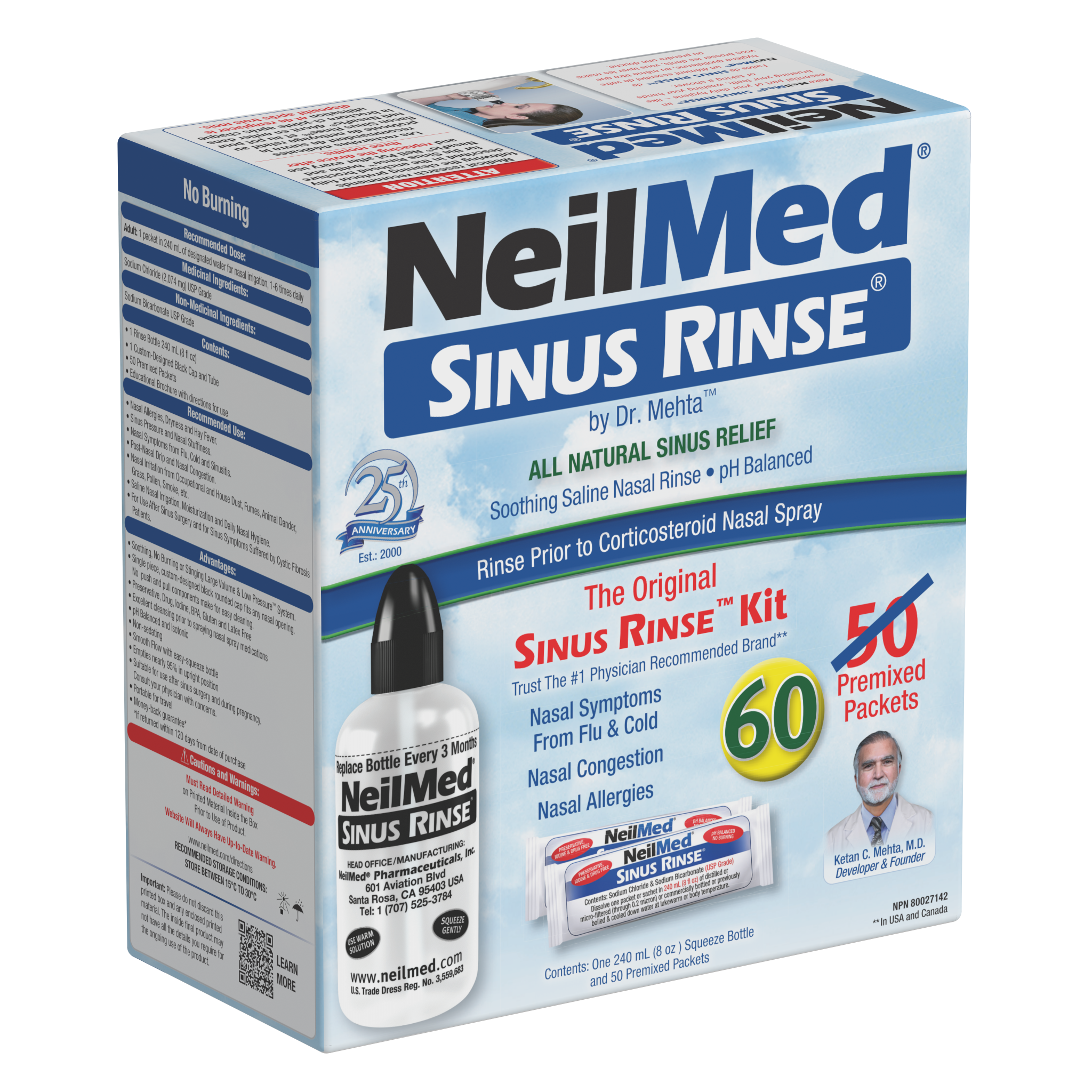 Sinus Rinse Kit with 60 Packets
