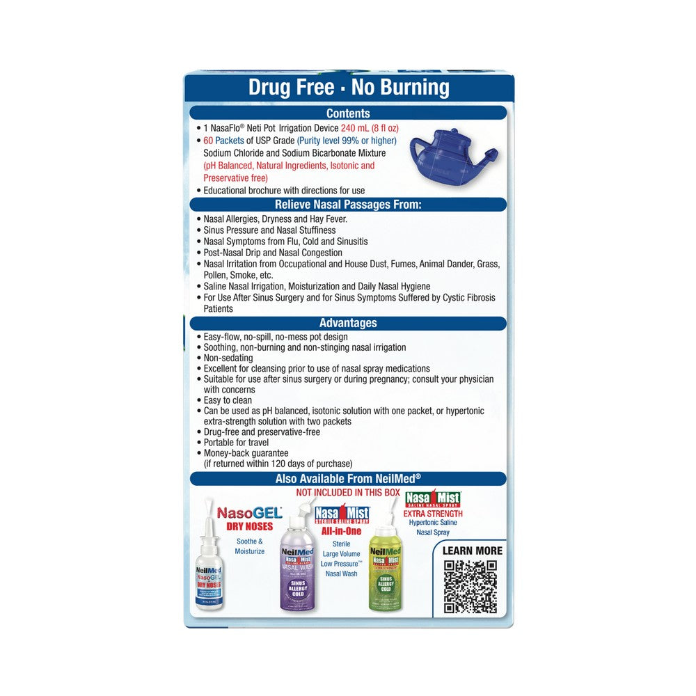 NasaFlo Neti Pot with 60 Packets