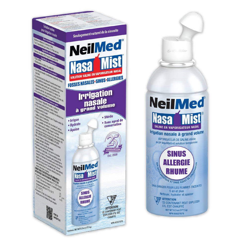 NeilMed Nasa Mist nasal spray bottle and packaging on a white background
